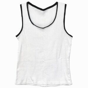 🦜 Women's White V-Neck Tank w/ Black Contrast trim